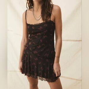🦋UO Moxie Butterfly Mesh Mini Slip Dress